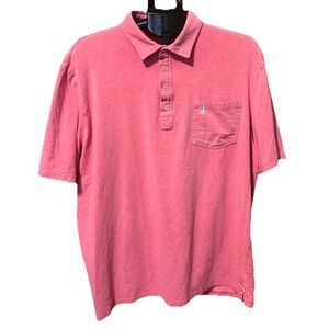 Johnnie-O Hangin Out Mens 2X Coral Heather Short Sleeve Pocket Polo Shirt‎ Red